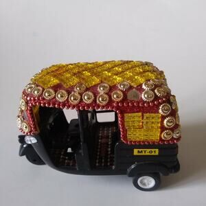 Thailand travel souvenir taxi motorcycle cart 5×3" plastic embellished red black